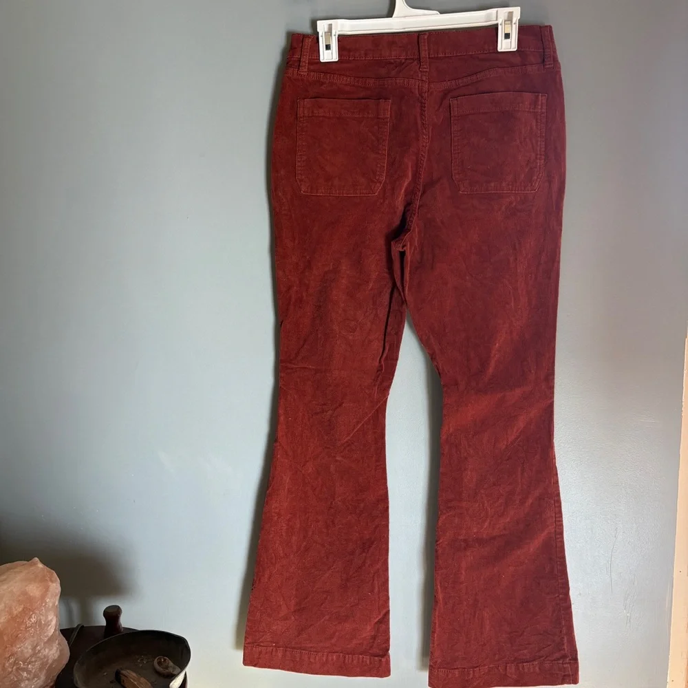 a.n.a Women's High-Rise Flare Jeans - Rust Red Corduroy Western Wear Autumnal